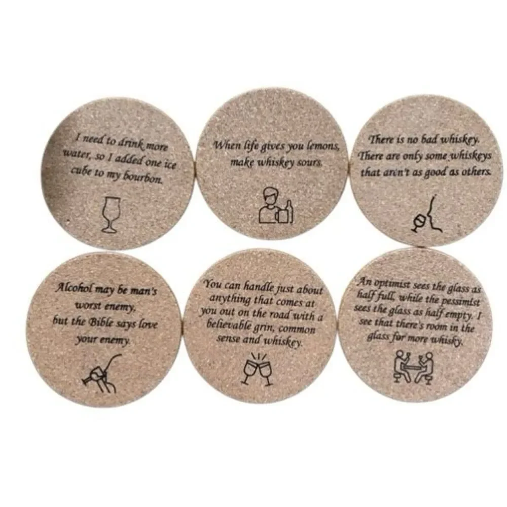 Whiskey Process Coaster Set of 6 Home Bar Decor, Bourbon/Scotch Enthusiast Gift